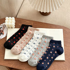 CouldNook Ribbed Mesh Tiny Floral Socks - Thin Breathable Women Socks