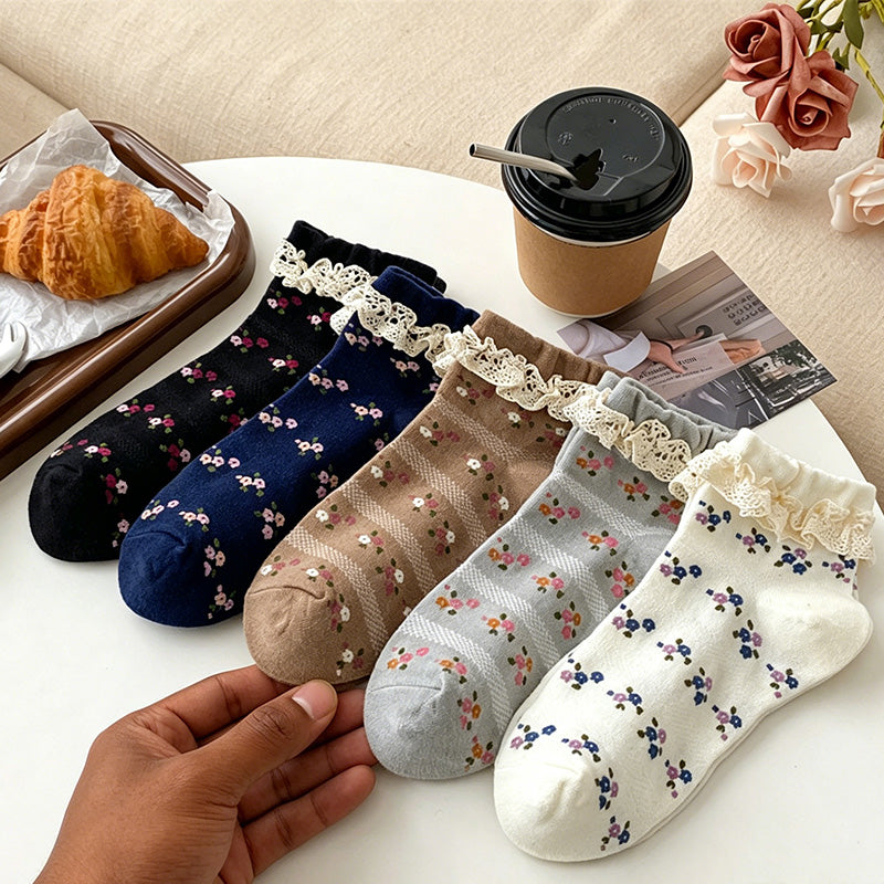 CouldNook Dainty Floral Crew Socks - Everyday Gift Accessory