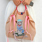 CouldNook Hat Wearing Tabby Cat Embroidery Shopping Bag - Everyday Market Accent