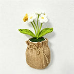 CouldNook Crochet Flower Mini Potted Ornament - Tabletop Rustic Fake Flower Decor