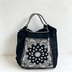 CouldNook Retro Paisley Mandala Embroidery Shopping Bag - Everyday Market Accent