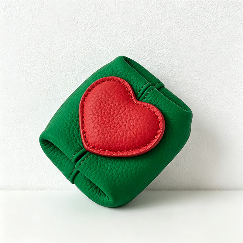 CouldNook Heart Accent Faux PU Mini Pouch - Earbud Case
