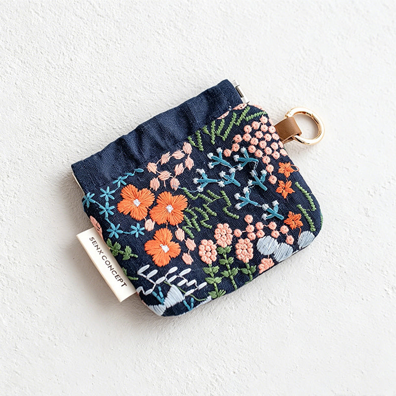 CouldNook Fake Lined Floral Drawstring Storage Pouch - Small Vanity Accent