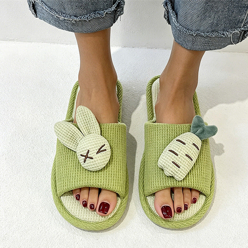 CouldNook Bunny Pattern Open Toe Slippers - Playful Kitchen Accent