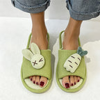 CouldNook Bunny Pattern Open Toe Slippers - Playful Kitchen Accent