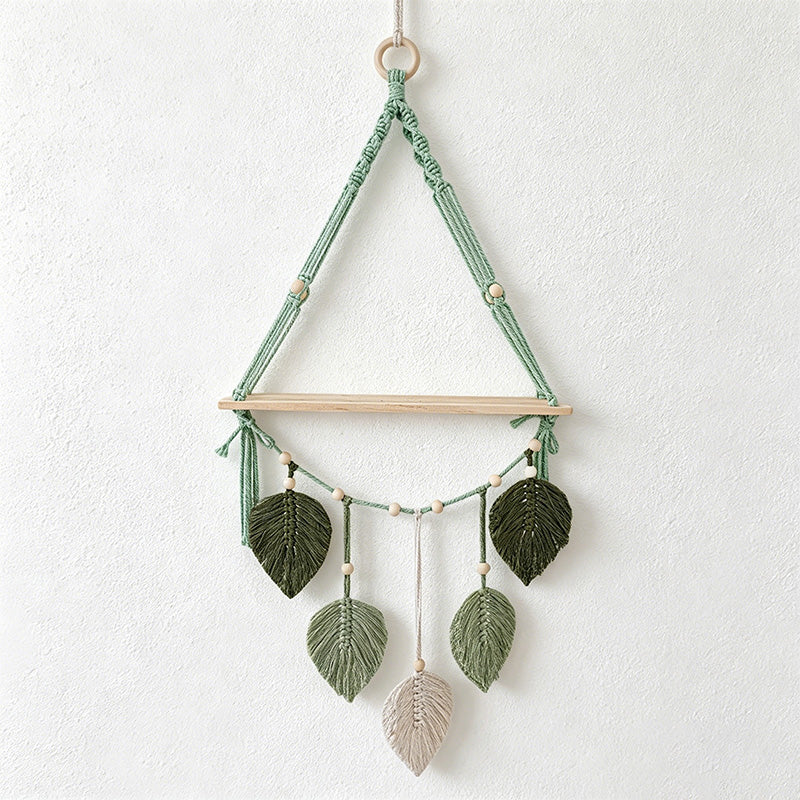 CouldNook Macrame Wooden Wall Shelf - Wall Accent Decor