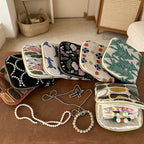 CouldNook Vintage Embroidered Cotton Linen Jewelry Pouch - Soft Travel Organizer
