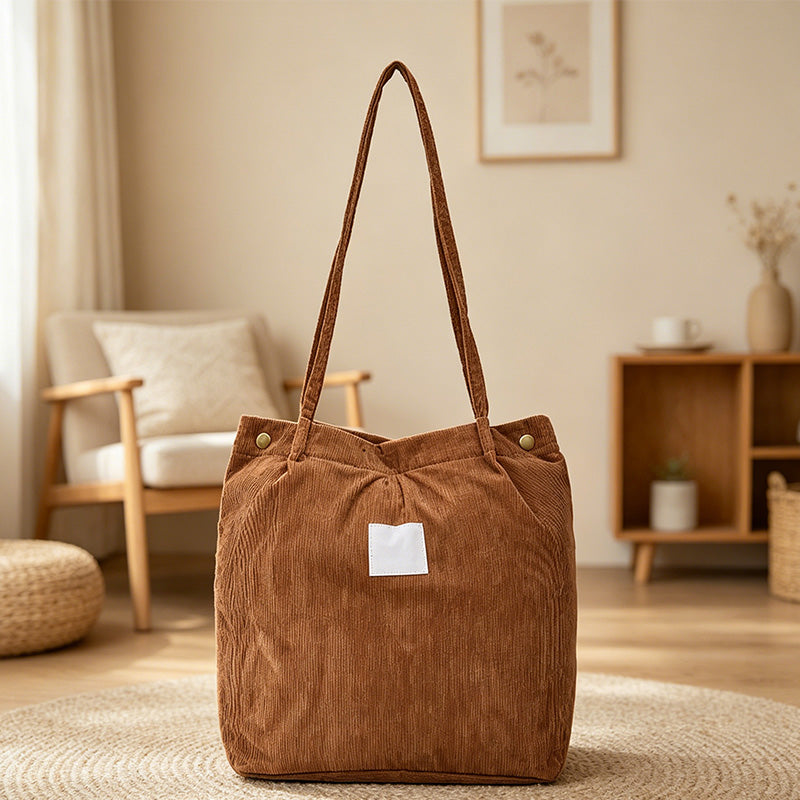CouldNook Corduroy Shoulder Tote Bag - Daily Carry Accent
