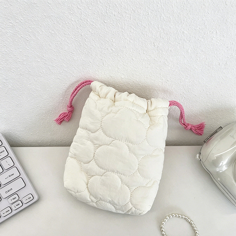 CouldNook Quilted Drawstring Storage Pouch - Soft Vanity Organizer
