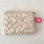 CouldNook Heart Quilted Mini Storage Pouch - Portable Makeup & Sanitary Bag