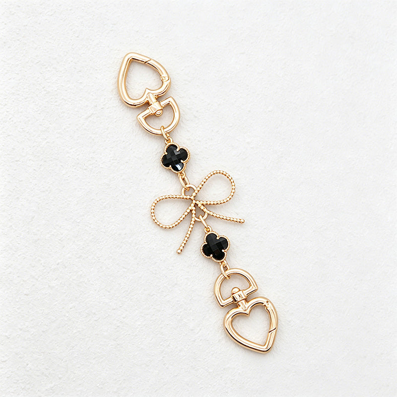 CouldNook Linked Floral Bag Charm Chain - Heart Accent