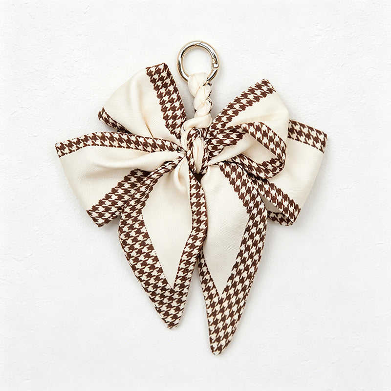 CouldNook 5.51''  Khaki Series Pattern Bow Bag Charm - Handle Accent