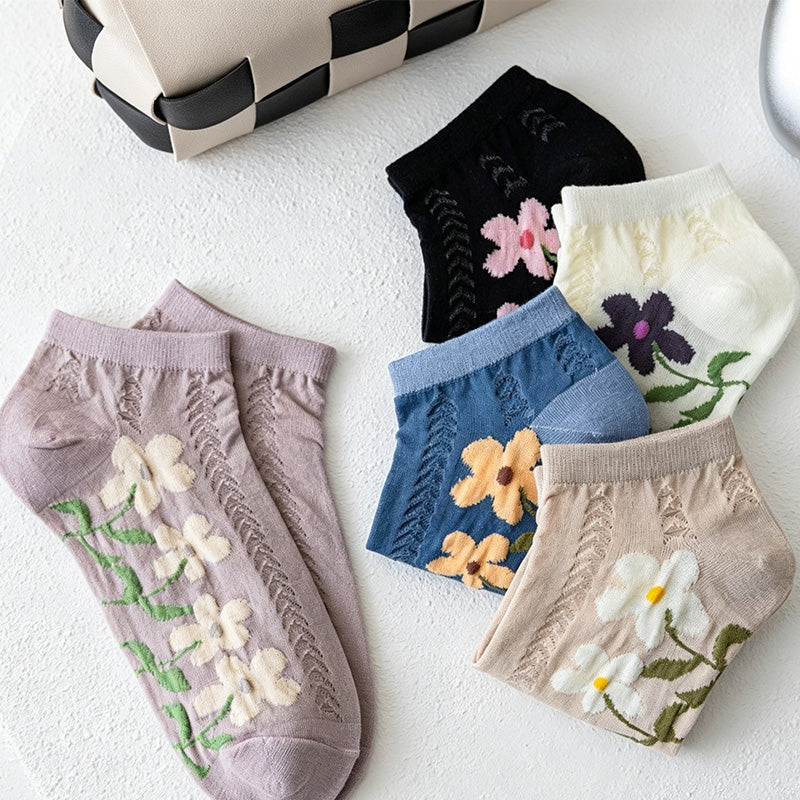 CouldNook Mesh Big Floral Socks - Sweet Thin Breathable Women Socks