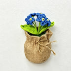 CouldNook Crochet Flower Mini Potted Ornament - Tabletop Rustic Fake Flower Decor