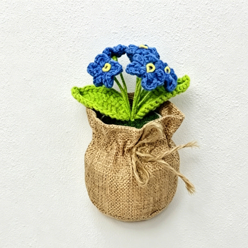 CouldNook Crochet Flower Mini Potted Ornament - Tabletop Rustic Fake Flower Decor
