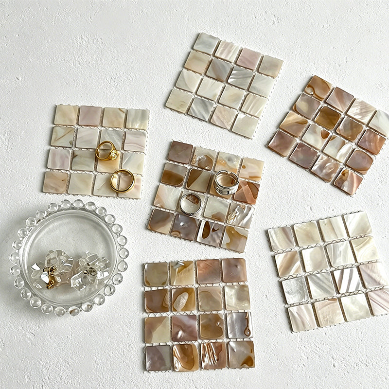 CouldNook Natural Shell Mosaic Coaster - Aesthetic insulated Table Mat