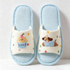 CouldNook Soft Animal Applique Open Toe House Slippers - Warm Home Accent