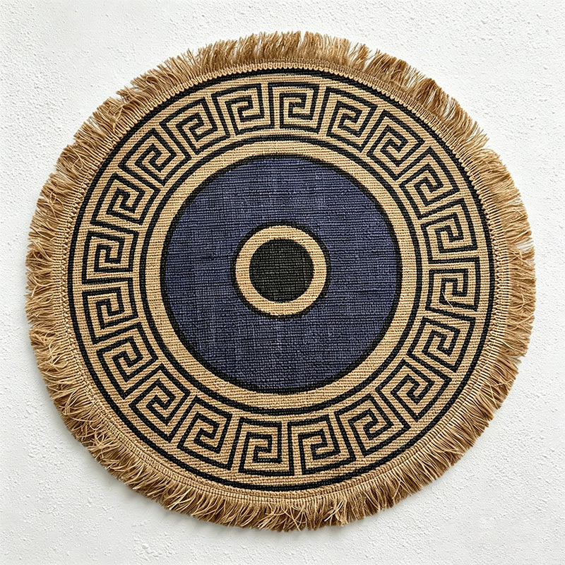 CouldNook Printed Jute Tassel Mat - Aesthetic Bohemian Round Placemat