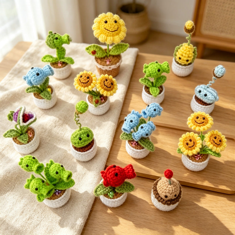 CouldNook Yarn Plant Planter Ornament - Assorted Character Pots