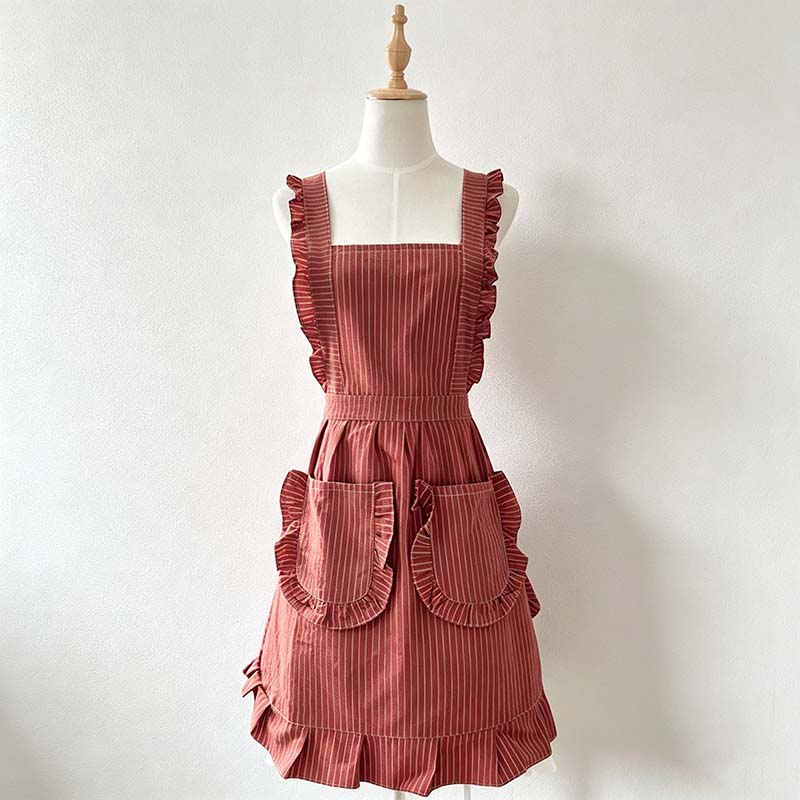 CouldNook Ruffled Cross-Back Apron - Four Solid Colors Collection