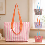 Glossy Striped Shoulder Tote