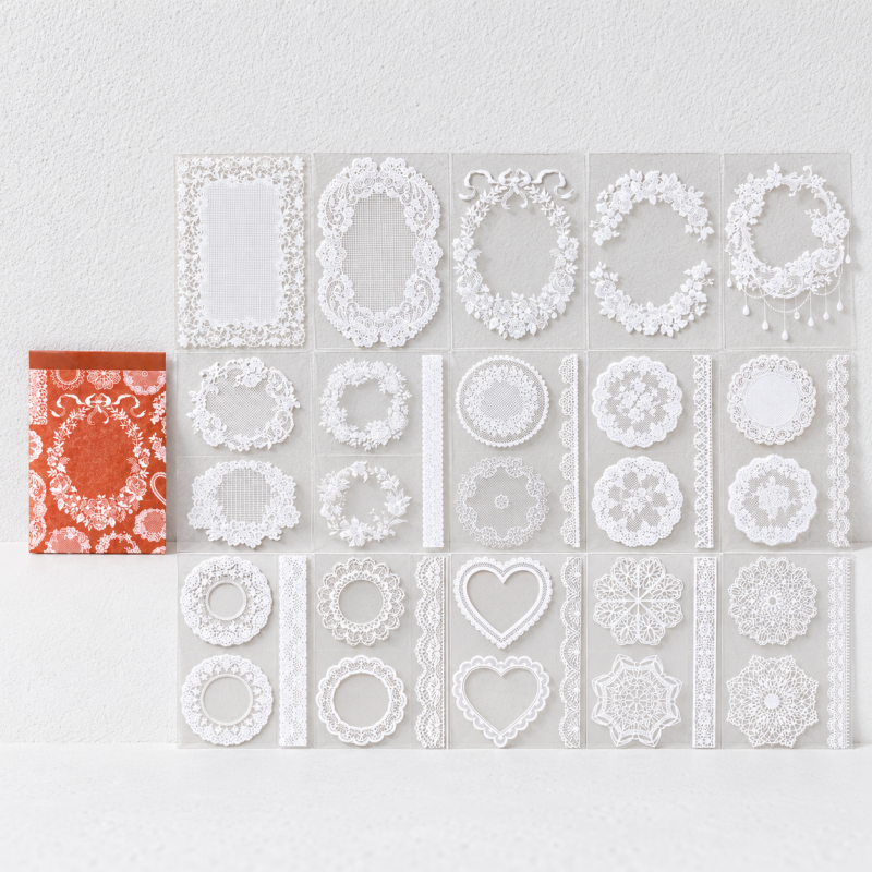 CouldNook Lace PET Sticker Book - Six Vintage Designs