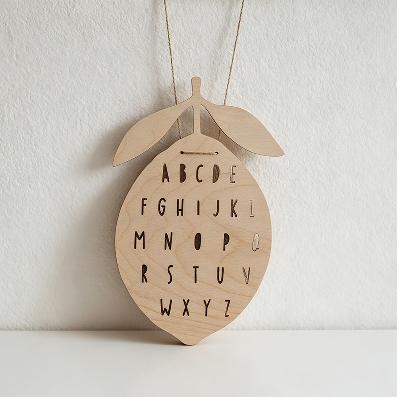 CouldNook Wooden Alphabet Wall Hanging - Playful Vehicle Shapes