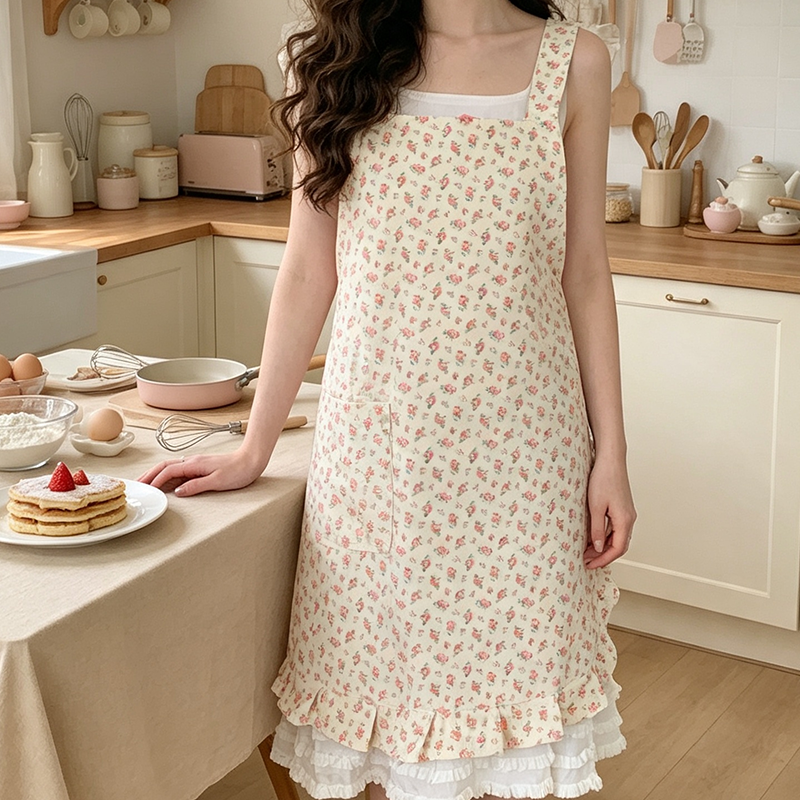 CouldNook Botanical Smock Apron - Relaxed Crossback Home Coverage