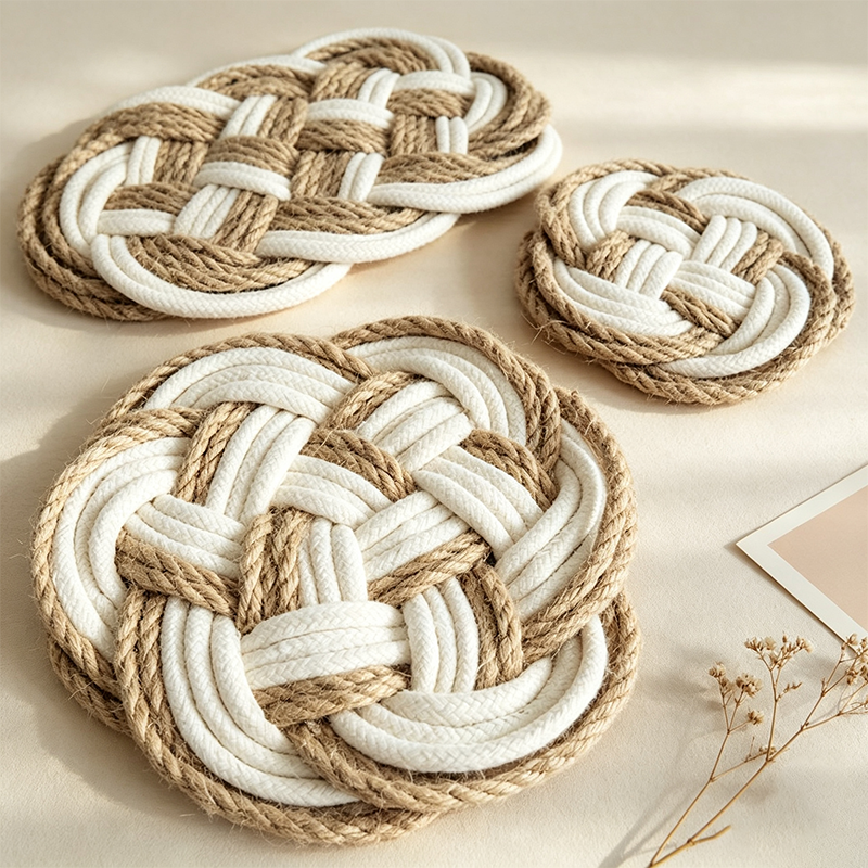 CouldNook Woven Knot Drink Coaster - Warm Table Accent
