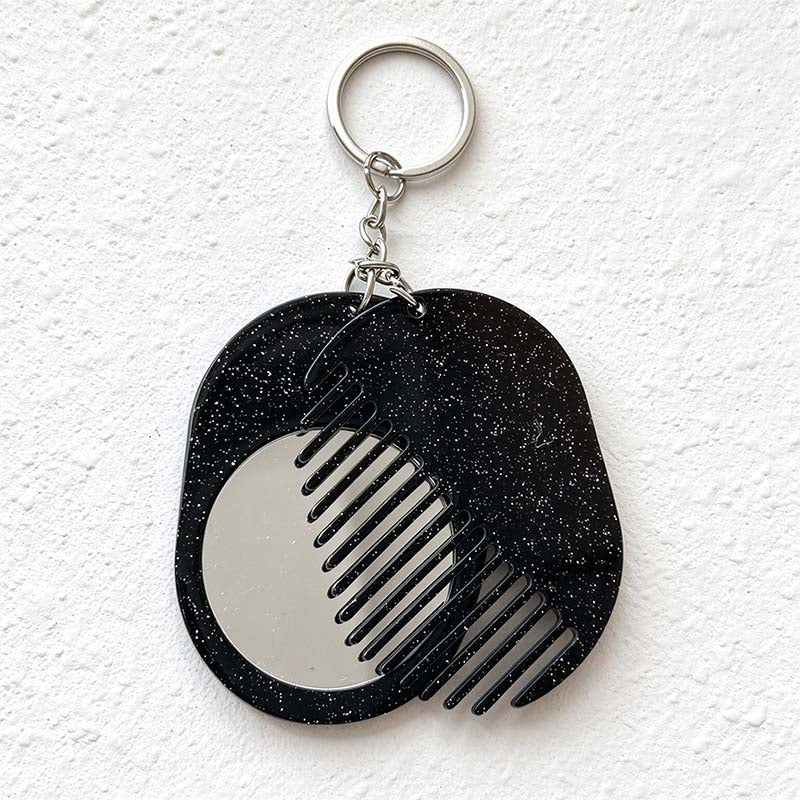 CouldNook Oval Mirror Comb Keychain - Patterned Pair