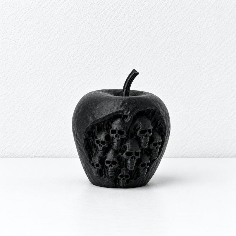 CouldNook Skull Apple Ornament - Recessed Faces And Curved Stem