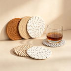 CouldNook Woven Round Drink Coaster - Warm Table Accent