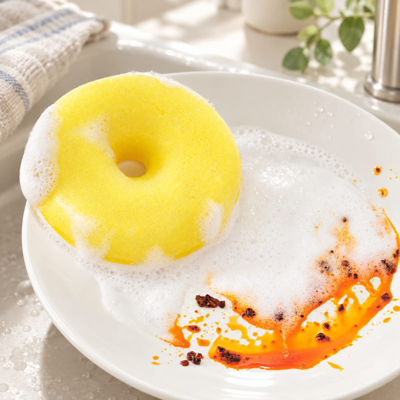 Double-Sided Dishwashing Sponge with Textured Back