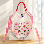 Heart and Diamond Embroidered Shopping Bag