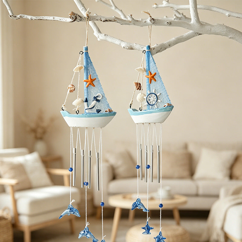 CouldNook Mediterranean Bell Hanging - Nautical Sailboat Wall Ornament