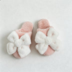 CouldNook Bunny Ear Bow Open Toe Slippers - Soft Bedroom Accent