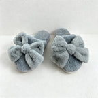 CouldNook Bunny Ear Bow Open Toe Slippers - Soft Bedroom Accent