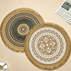 CouldNook Jute Ball Edge Woven Placemat - Aesthetic Rustic Table Mat