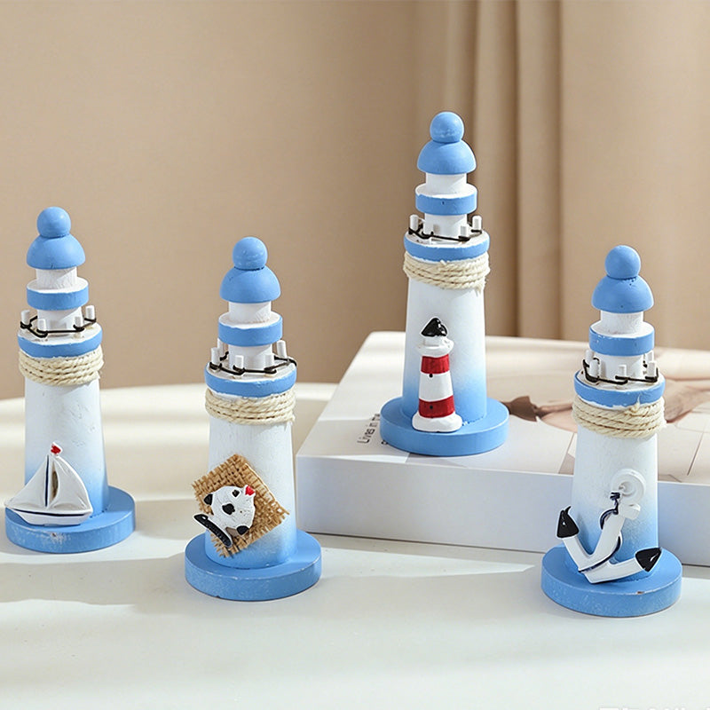 CouldNook Mediterranean Mini Wooden - Lighthouse Decor Ornament