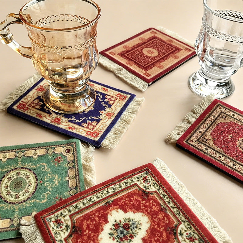 CouldNook Vintage Ethnic Tassel Placemat - Artistic Floral Insulation Pad