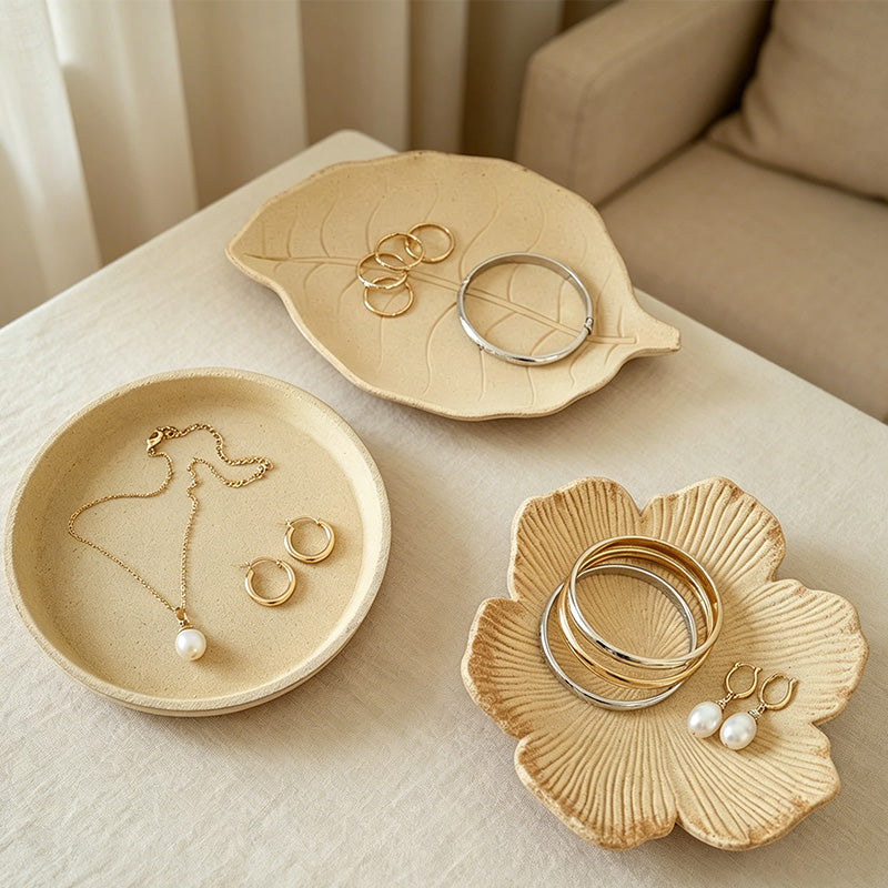 CouldNook Rustic Raw Wood Decor Trays - Jewelry Catchall Dishes