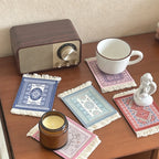 CouldNook Vintage Ethnic Tassel Placemat - Artistic Floral Insulation Pad