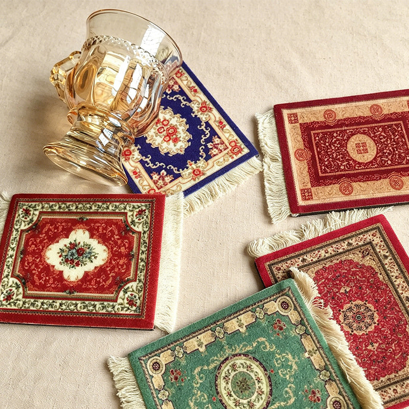CouldNook Vintage Ethnic Tassel Placemat - Artistic Floral Insulation Pad