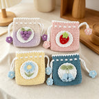CouldNook Yarn Applique Drawstring Pouch - Fruit and Flower Designs