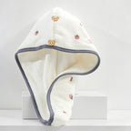 CouldNook Strawberry Embroidered Hair Drying Cap - Soft Double-Layer Microfiber Cap