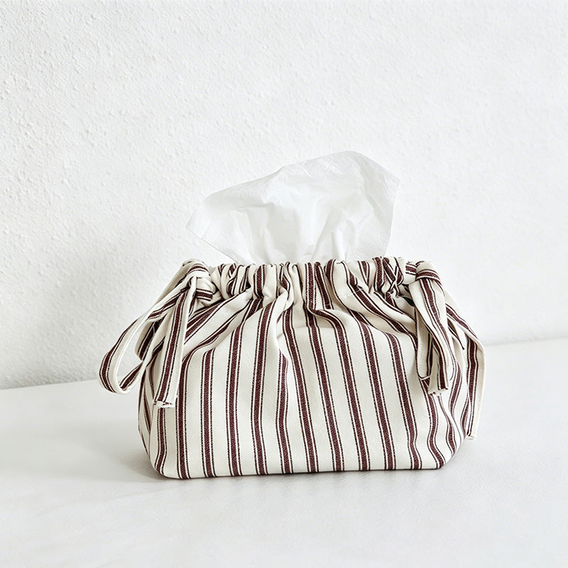 CouldNook Minimalist Striped Tissue Box - Aesthetic Fabric Storage Bag