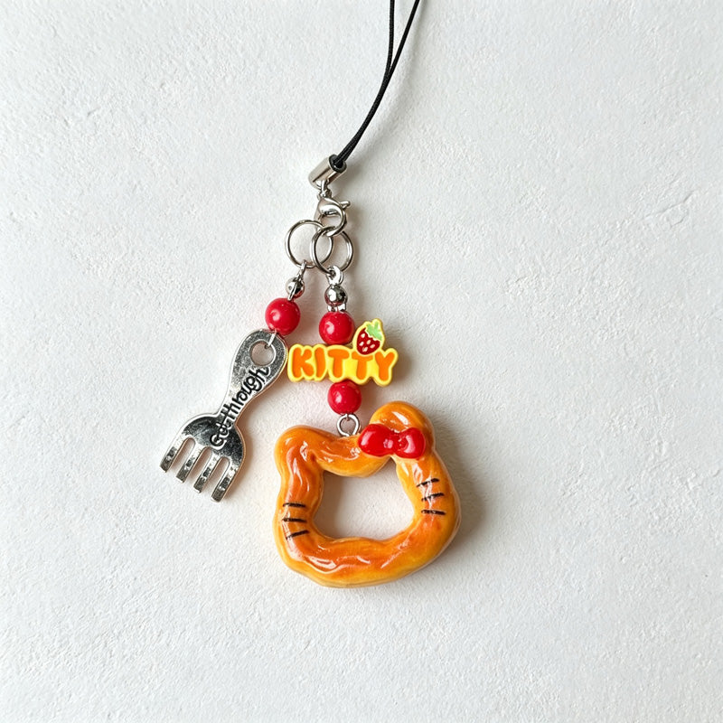 CloudNook Cat Pretzel Bag Charm‑Cute Resin Phone Strap