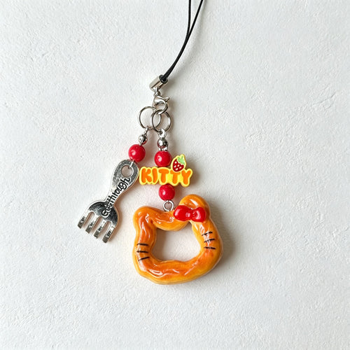 CloudNook Cat Pretzel Bag Charm‑Cute Resin Phone Strap