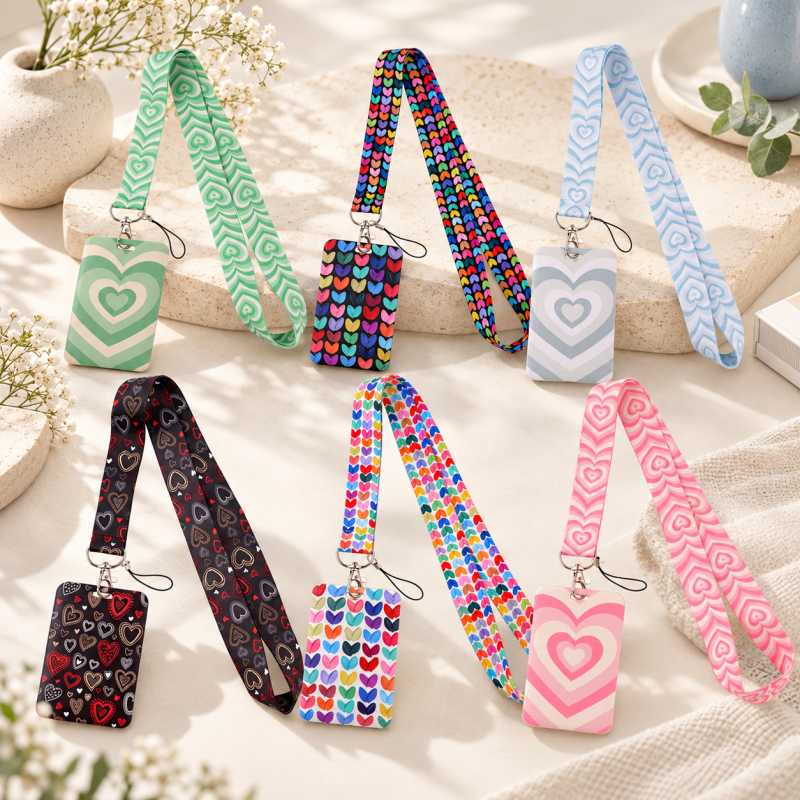 Heart Badge Holder - Patterned Frame and Matching Lanyard