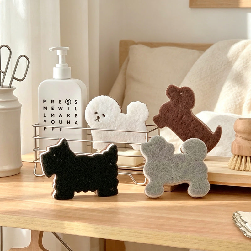 CloudNook 4PCS Dog‑Shaped Dish Sponge‑Cute Kitchen Cleaning Scrub